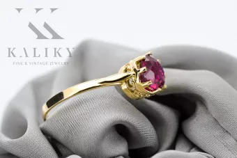 Пръстен Рубин 14K жълто злато Винтидж крафт vrc366y